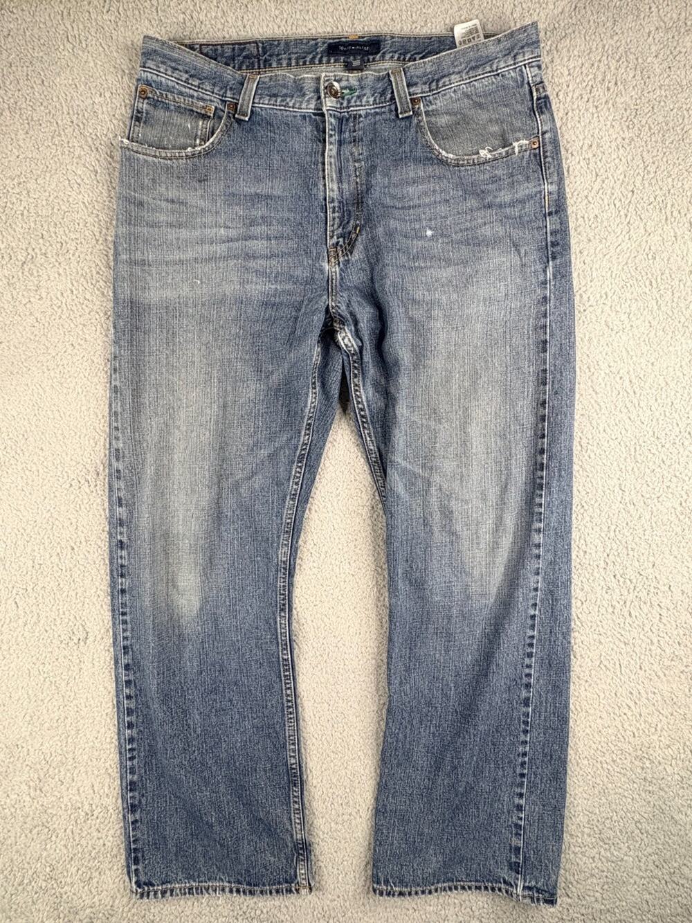 Tommy Hilfiger Straight Leg Jeans Men's 36x30 Blue Denim Medium Wash 5-Pockets
